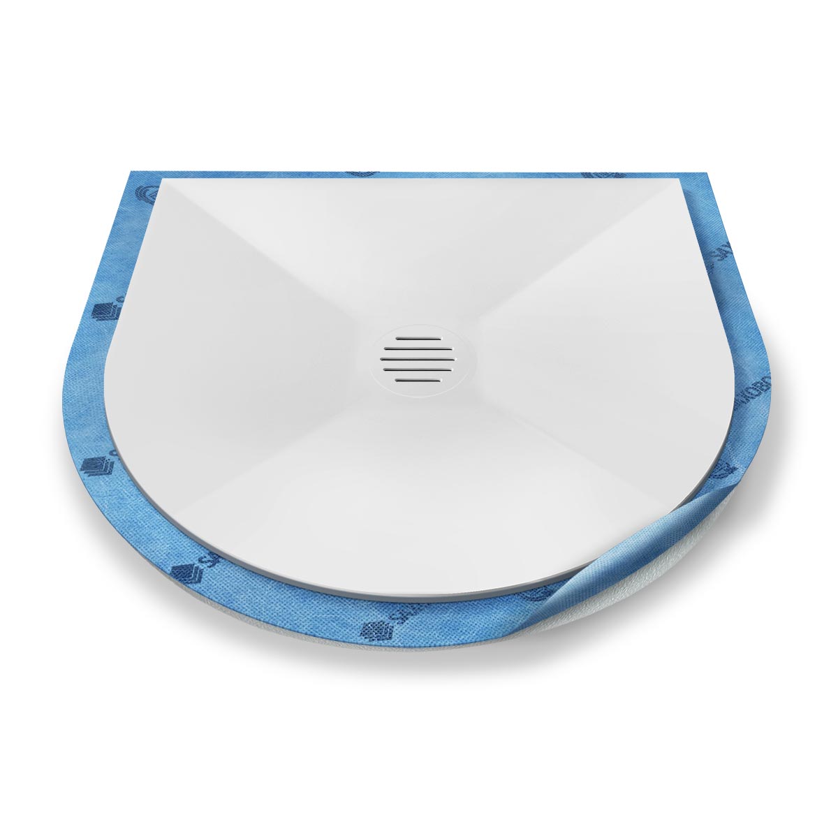 Receveur de douche demi-cercle Ecoulement ponctuel en matériau minéral Receveur de douche demi-cercle Ecoulement ponctuel en matériau minéral