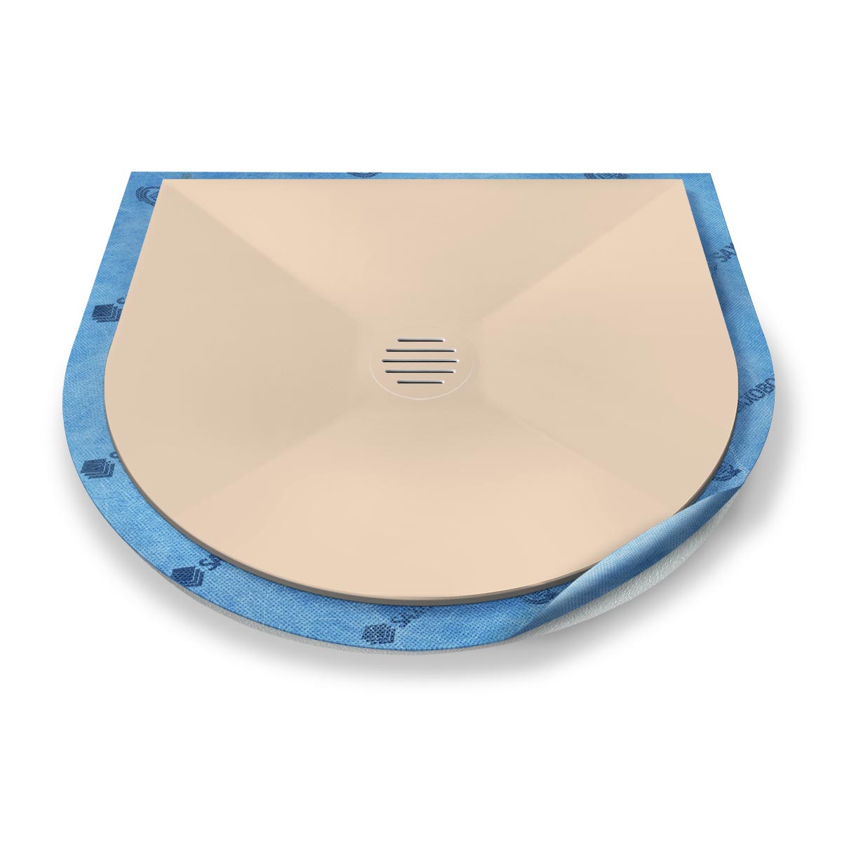 Halbkreis-Duschwanne Punktablauf aus Mineralwerkstoff Halbkreis-Duschwanne Punktablauf aus Mineralwerkstoff