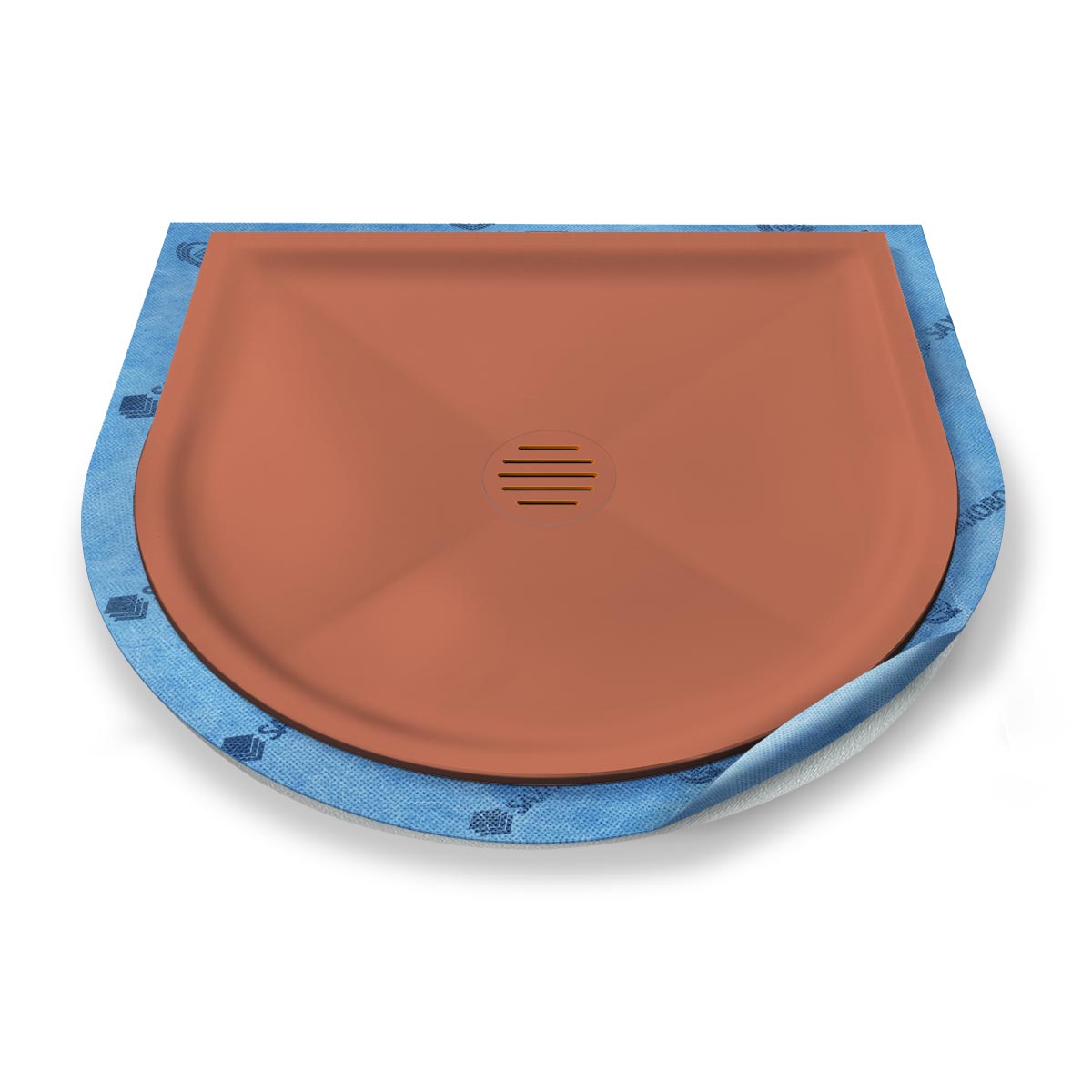 Halbkreis-Duschwanne tief Punktablauf aus Mineralwerkstoff Halbkreis-Duschwanne tief Punktablauf aus Mineralwerkstoff