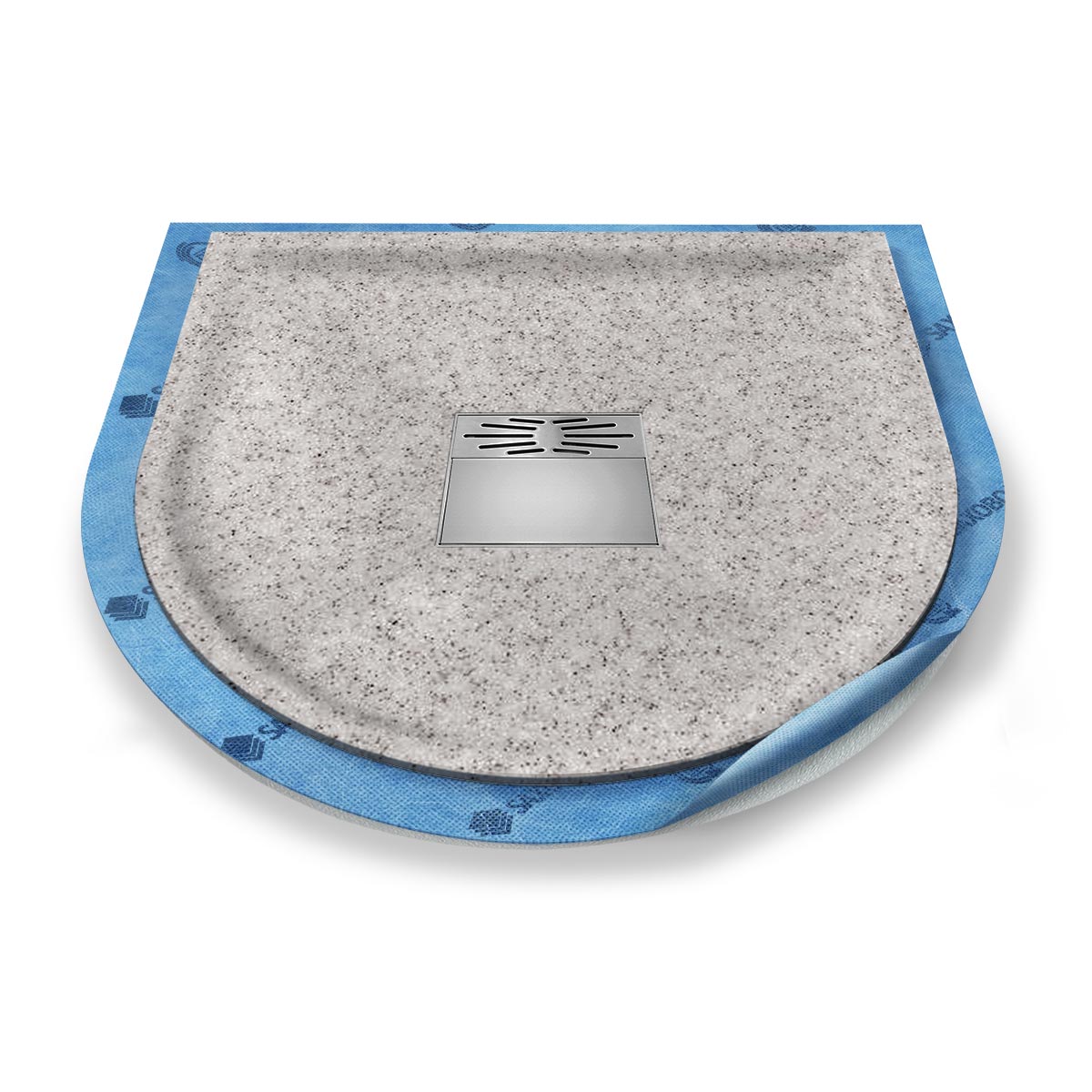 Halbkreis-Duschwanne tief Pumpensystem aus Mineralwerkstoff Halbkreis-Duschwanne tief Pumpensystem aus Mineralwerkstoff