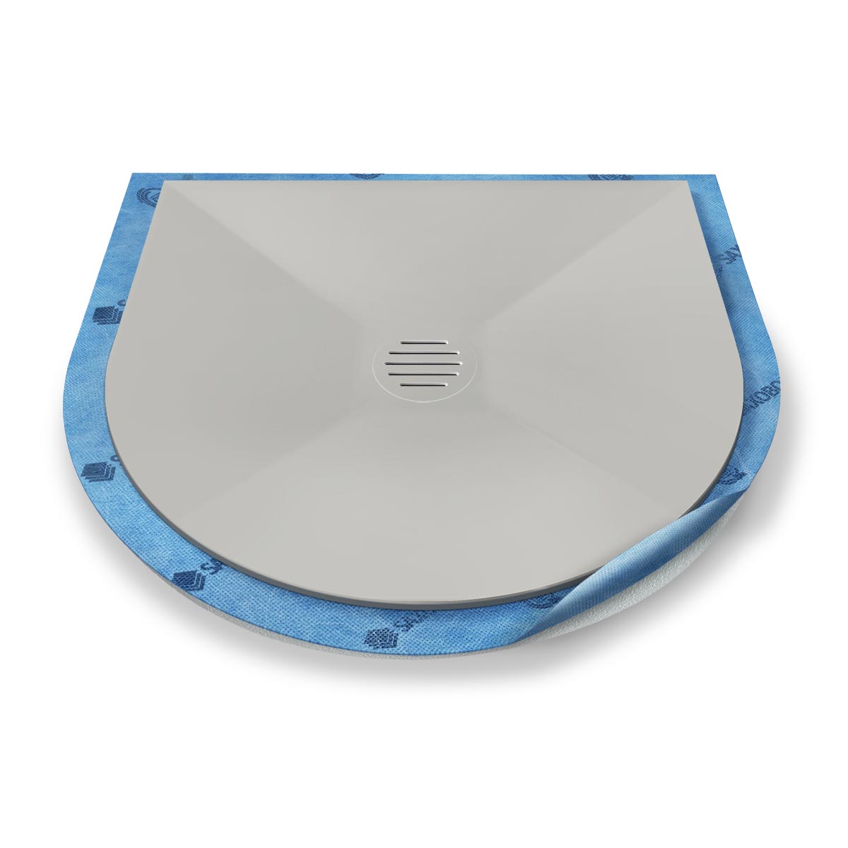 Halbkreis-Duschwanne Punktablauf aus Mineralwerkstoff Halbkreis-Duschwanne Punktablauf aus Mineralwerkstoff