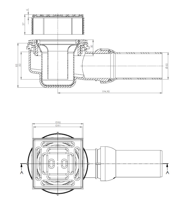 Duschelement Halbkreis 100x110 cm