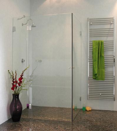 Bündige Eck-Dusche - 2 Türen innen/außen - BaX