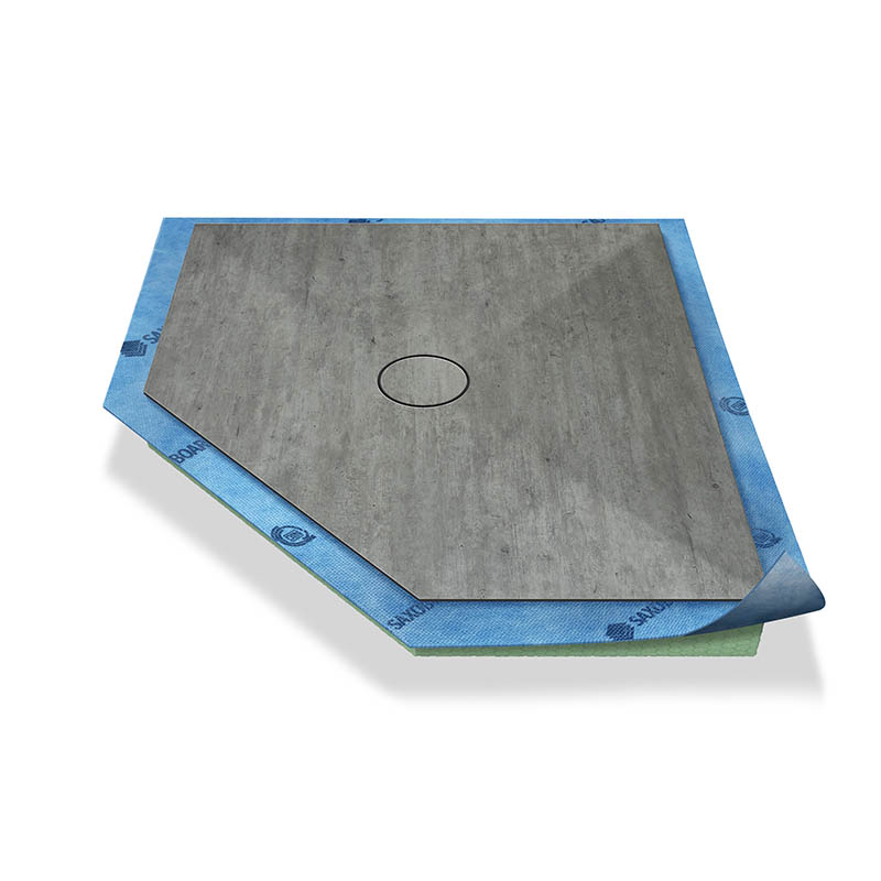 Receveur de douche Ecoulement ponctuel pentagonal avec surface décorative Receveur de douche Ecoulement ponctuel pentagonal avec surface décorative