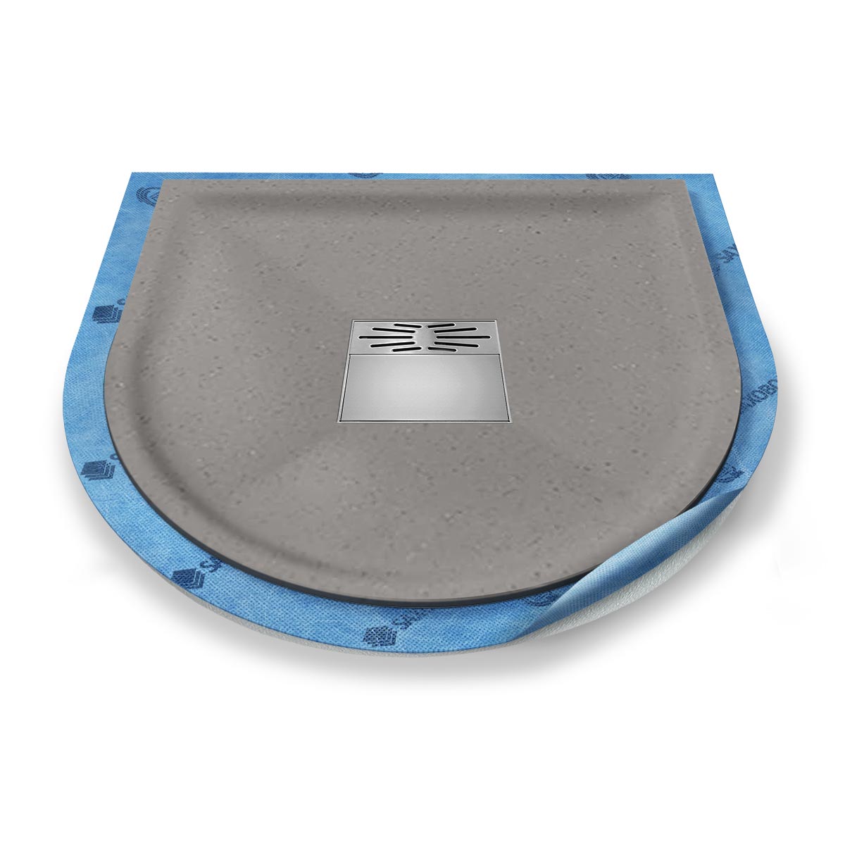 Halbkreis-Duschwanne tief Pumpensystem aus Mineralwerkstoff Halbkreis-Duschwanne tief Pumpensystem aus Mineralwerkstoff