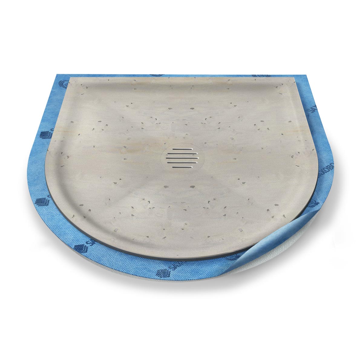 Halbkreis-Duschwanne tief Punktablauf aus Mineralwerkstoff Halbkreis-Duschwanne tief Punktablauf aus Mineralwerkstoff