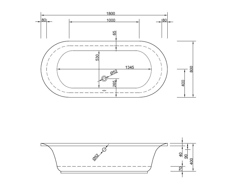 Ovale Badewanne Metauro