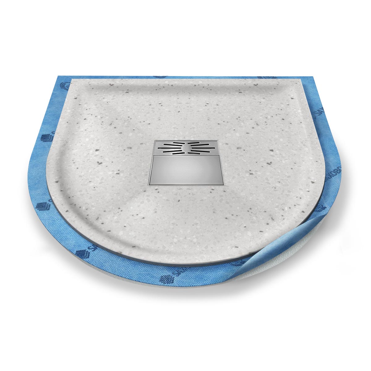 Halbkreis-Duschwanne tief Pumpensystem aus Mineralwerkstoff Halbkreis-Duschwanne tief Pumpensystem aus Mineralwerkstoff