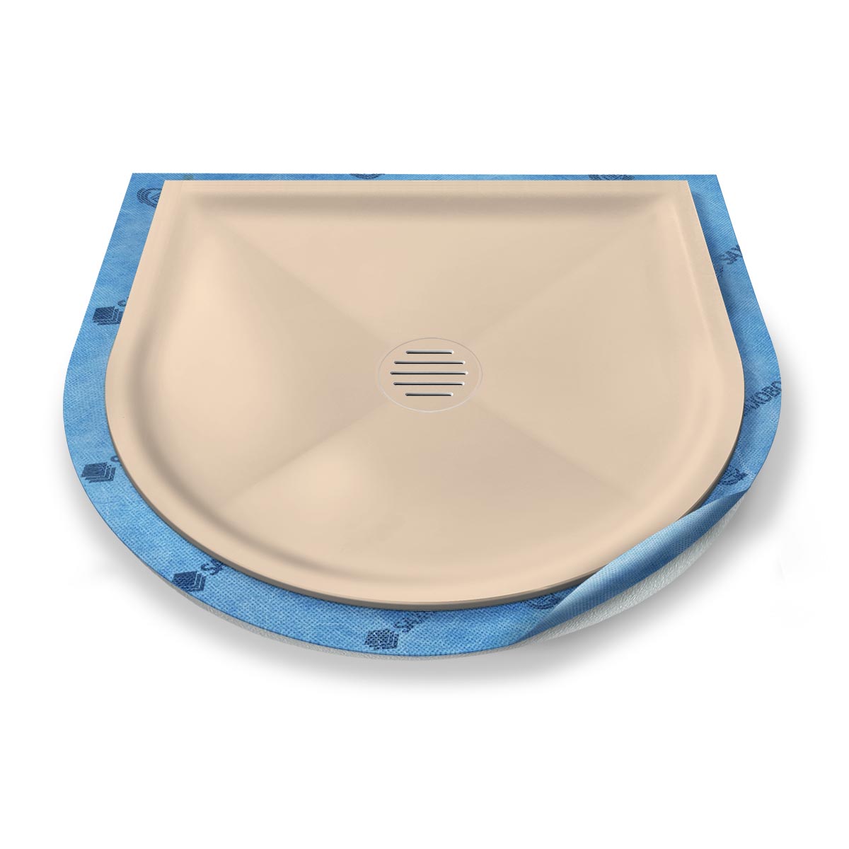 Halbkreis-Duschwanne tief Punktablauf aus Mineralwerkstoff Halbkreis-Duschwanne tief Punktablauf aus Mineralwerkstoff