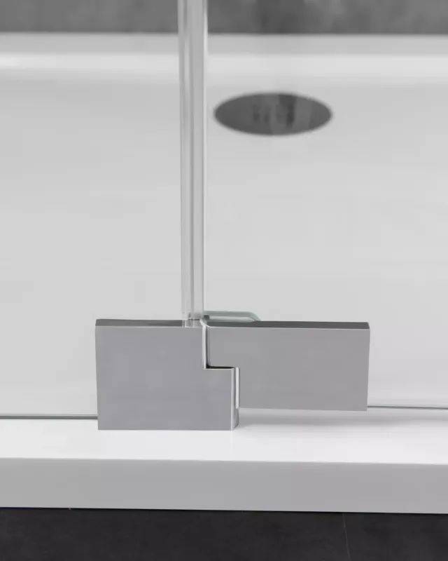 Teilgerahmte Eck-Duschkabine neben der Badewanne mit Festwand verkürzt - PG2K