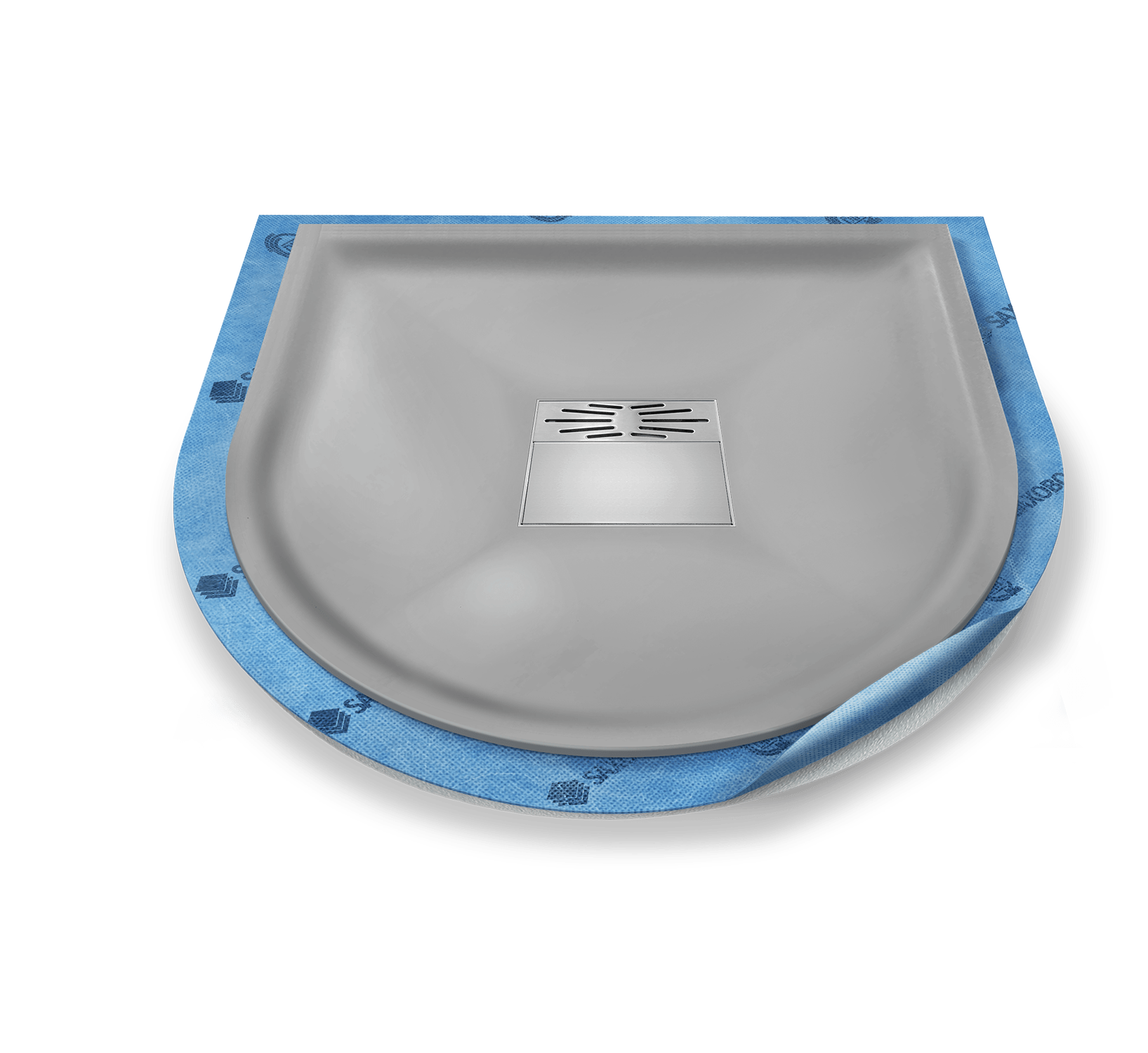 Halbkreis-Duschwanne tief Pumpensystem aus Mineralwerkstoff Halbkreis-Duschwanne tief Pumpensystem aus Mineralwerkstoff