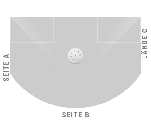 Halbkreis-Duschwanne Punktablauf mit Dekor-Oberfläche