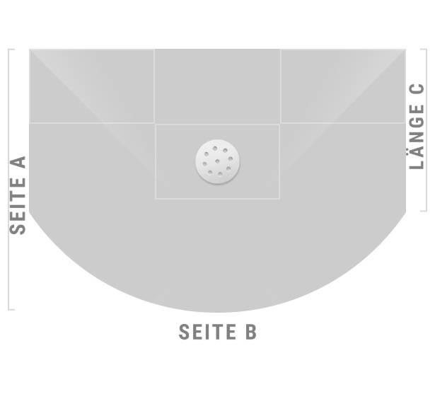 Halbkreis-Duschwanne Punktablauf aus Mineralwerkstoff Halbkreis-Duschwanne Punktablauf aus Mineralwerkstoff