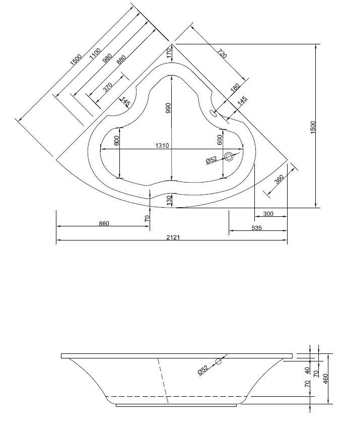 Baignoire d'angle Largo Baignoire d'angle Largo