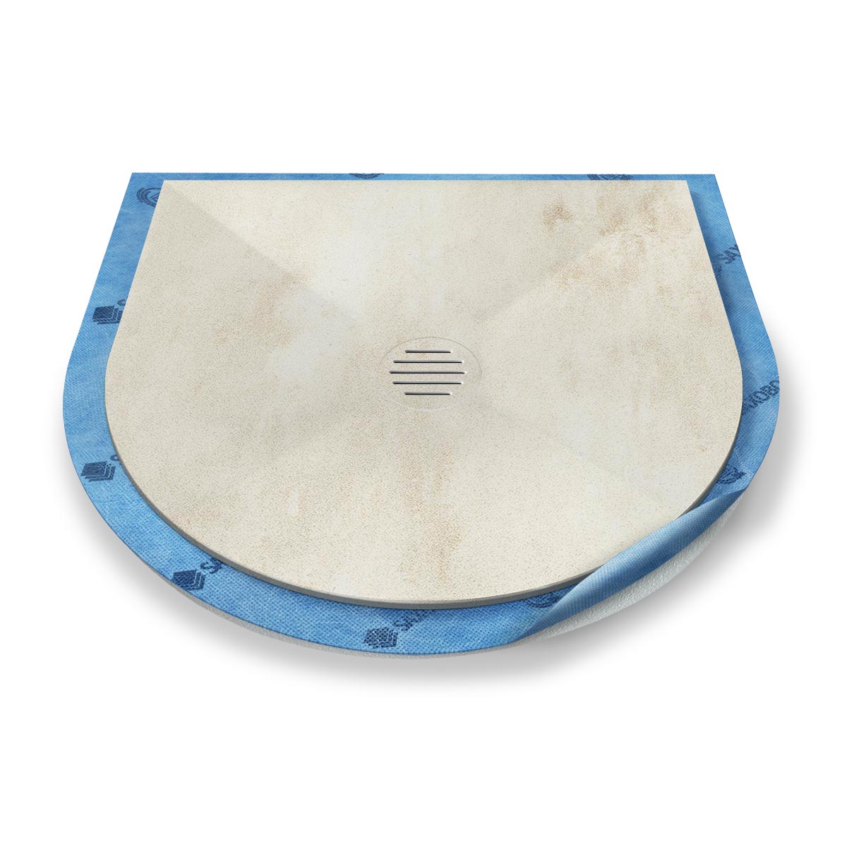 Halbkreis-Duschwanne Punktablauf aus Mineralwerkstoff Halbkreis-Duschwanne Punktablauf aus Mineralwerkstoff