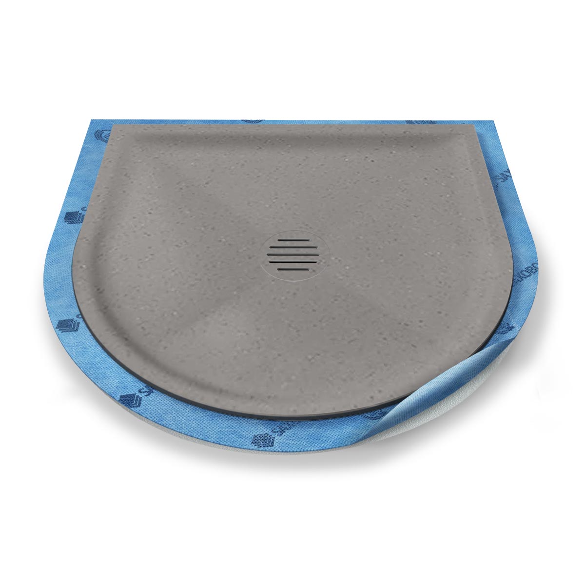 Halbkreis-Duschwanne tief Punktablauf aus Mineralwerkstoff Halbkreis-Duschwanne tief Punktablauf aus Mineralwerkstoff