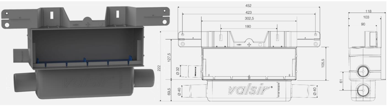 Saxoboard Wandablauf X-Wall mit Abdeckung