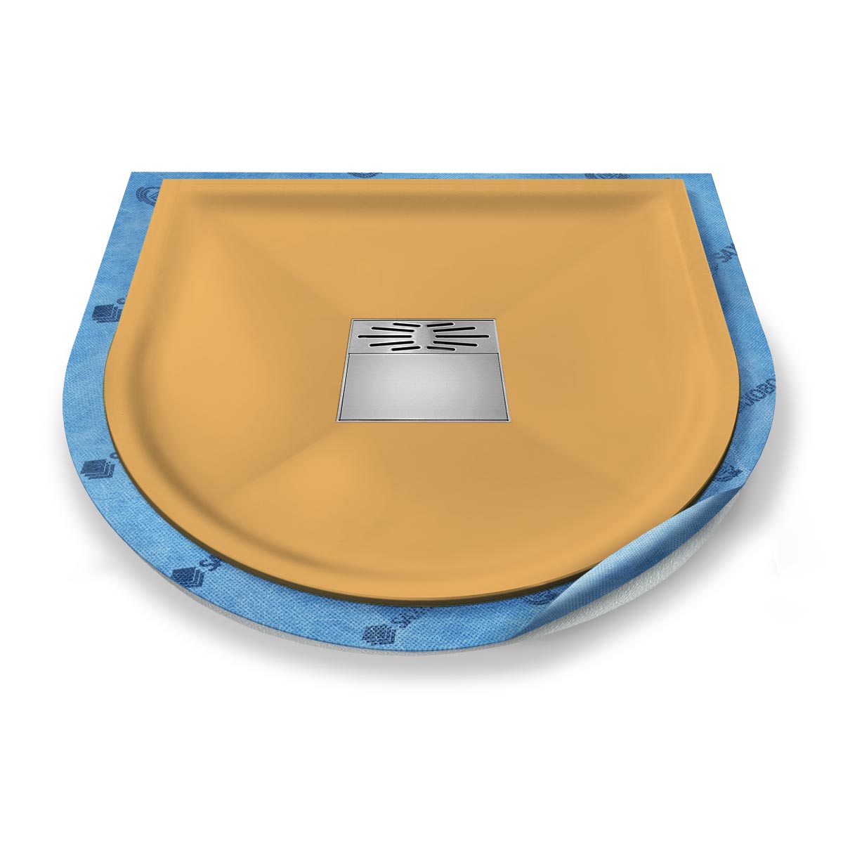 Halbkreis-Duschwanne tief Pumpensystem aus Mineralwerkstoff Halbkreis-Duschwanne tief Pumpensystem aus Mineralwerkstoff