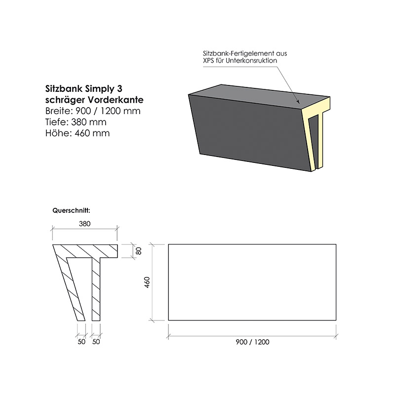 Sitzbank Simply 3 Saxoboard Sitzbank Simply 3 schräge Vorderkante