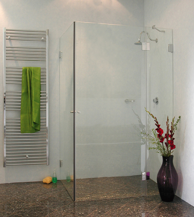 Bündige Eck-Dusche - 2 Türen innen/außen - BiX Bündige Eck-Dusche - 2 Türen innen/außen - BiX
