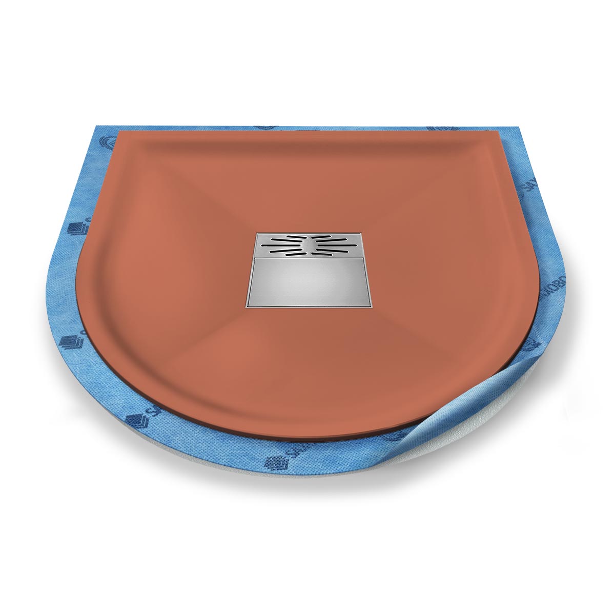 Halbkreis-Duschwanne tief Pumpensystem aus Mineralwerkstoff Halbkreis-Duschwanne tief Pumpensystem aus Mineralwerkstoff