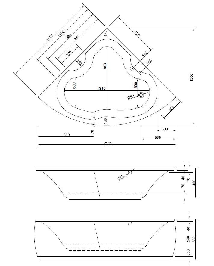 Baignoire d'angle Largo Baignoire d'angle Largo