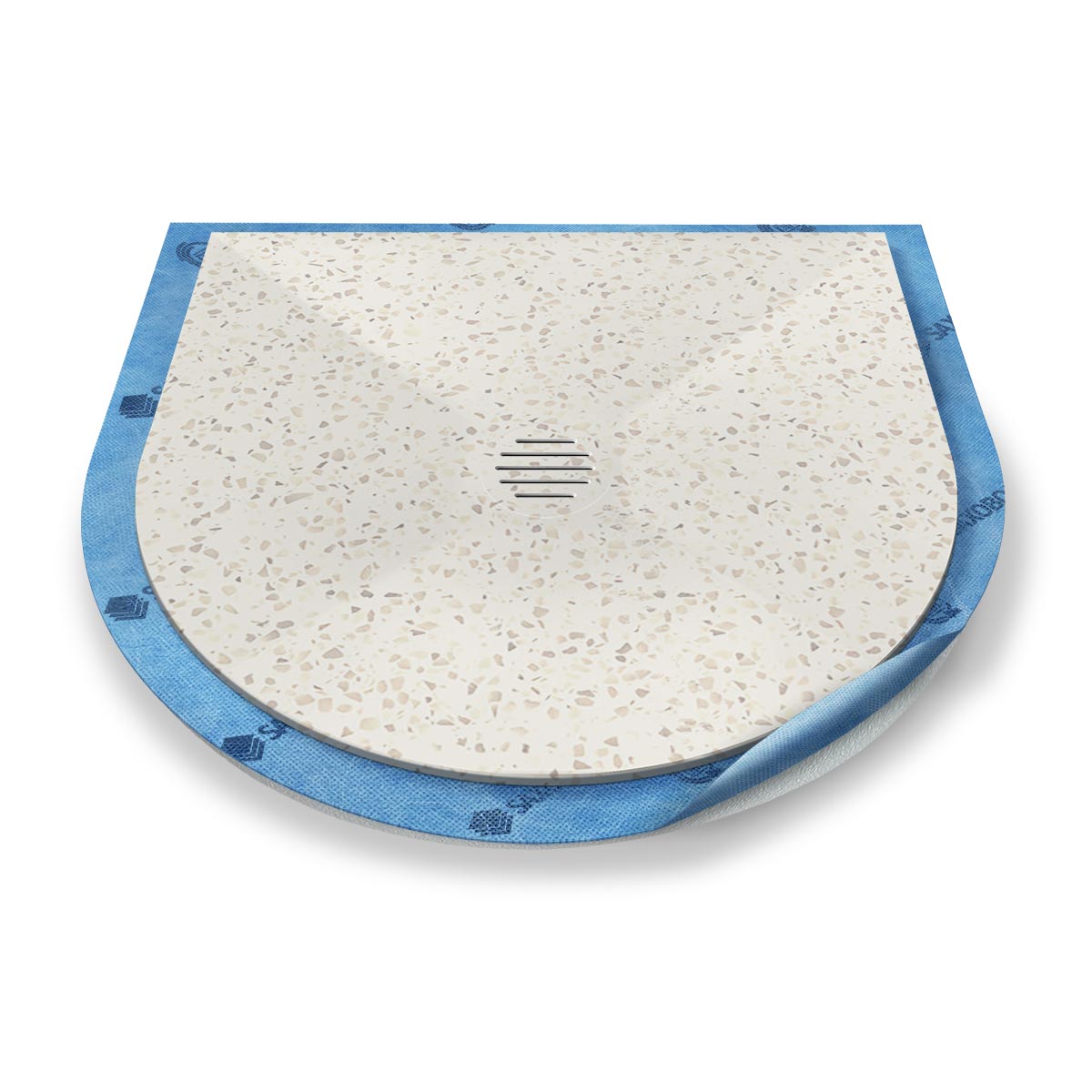 Halbkreis-Duschwanne Punktablauf aus Mineralwerkstoff Halbkreis-Duschwanne Punktablauf aus Mineralwerkstoff