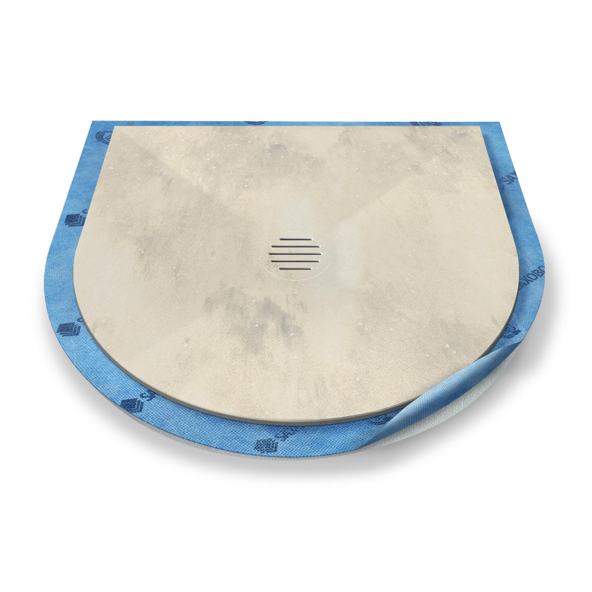 Halbkreis-Duschwanne Punktablauf aus Mineralwerkstoff Halbkreis-Duschwanne Punktablauf aus Mineralwerkstoff