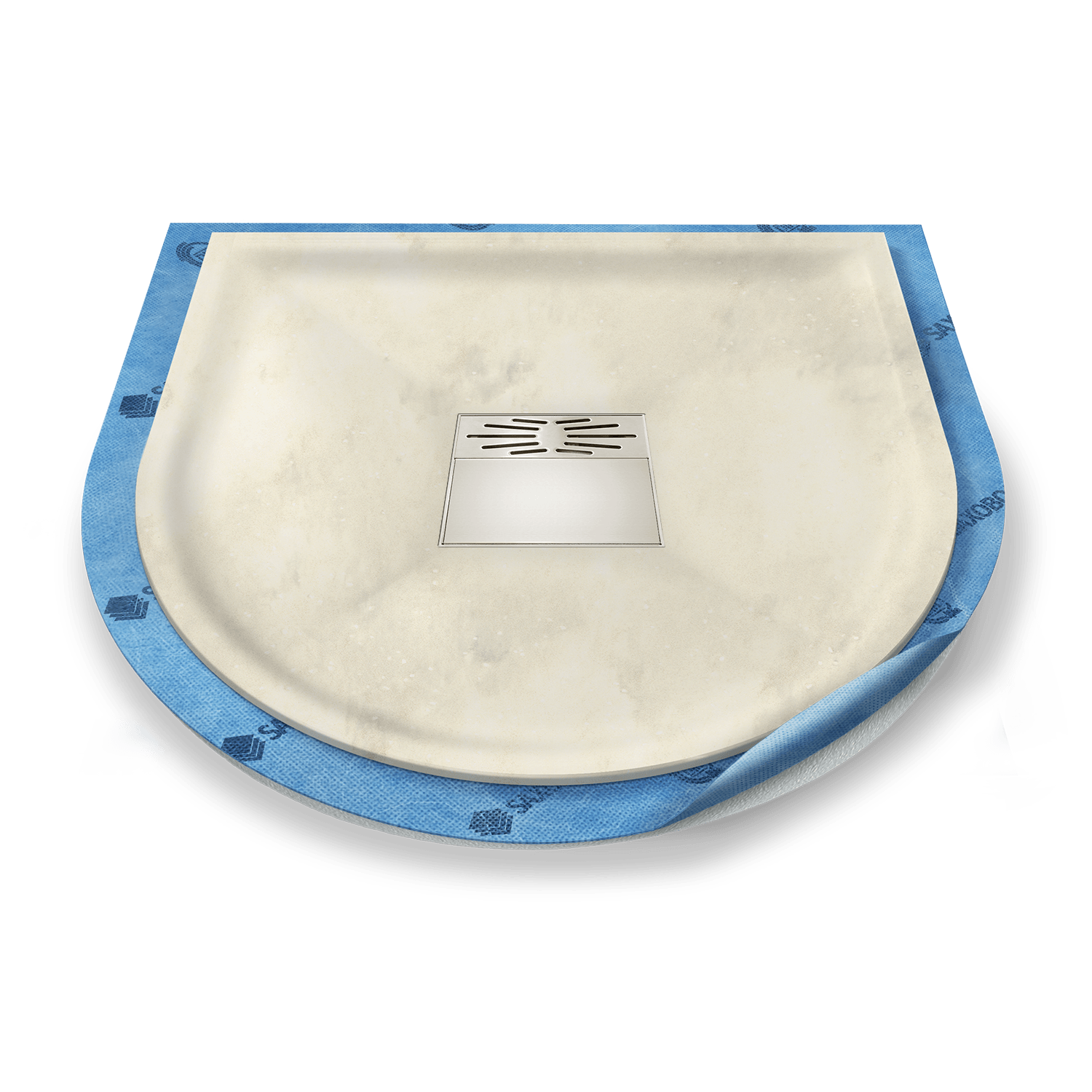 Halbkreis-Duschwanne tief Pumpensystem aus Mineralwerkstoff Halbkreis-Duschwanne tief Pumpensystem aus Mineralwerkstoff