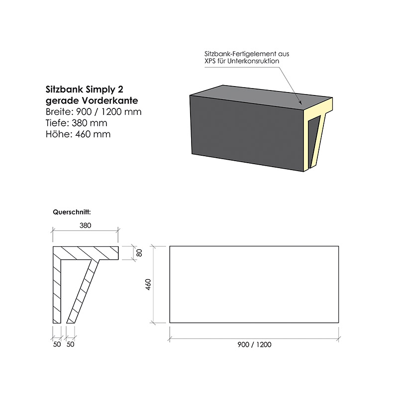 Sitzbank Simply 2 Saxoboard Sitzbank Simply 2 gerade Vorderkante